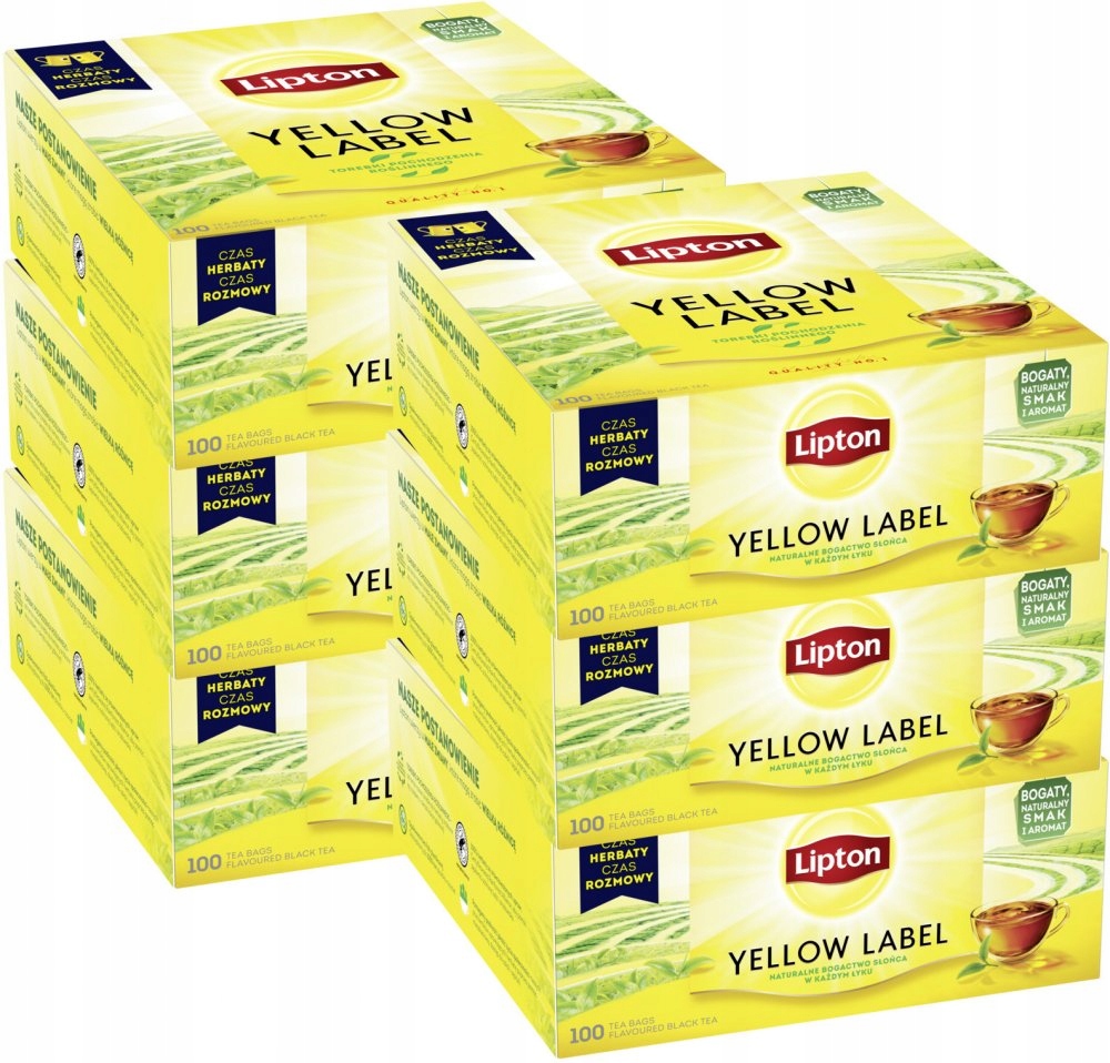 Herbata czarna w torebkach Lipton ekspresowa Yellow Label 100szt x6
