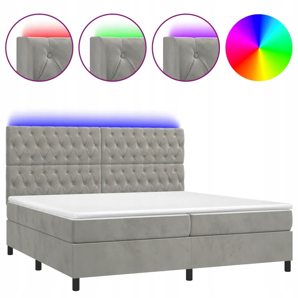 Kontinentální postel s matrací a Led, šedá 200x2