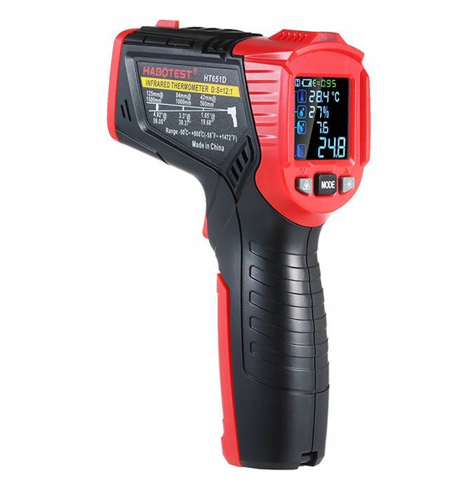 HABOTEST CYFROWY PIROMETR LASEROWY BEZDOTYKOWY -50+800 MIERNIK TEMPERATURY