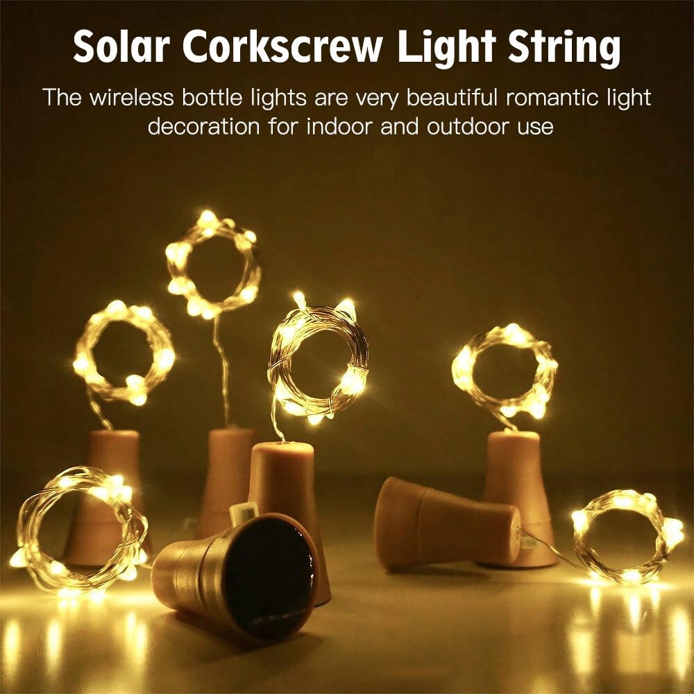 Solarne Światła Butelkowe LED Korki 6 Sztuk Ciepłe DIY Ogród NAVESO — miniatura 2
