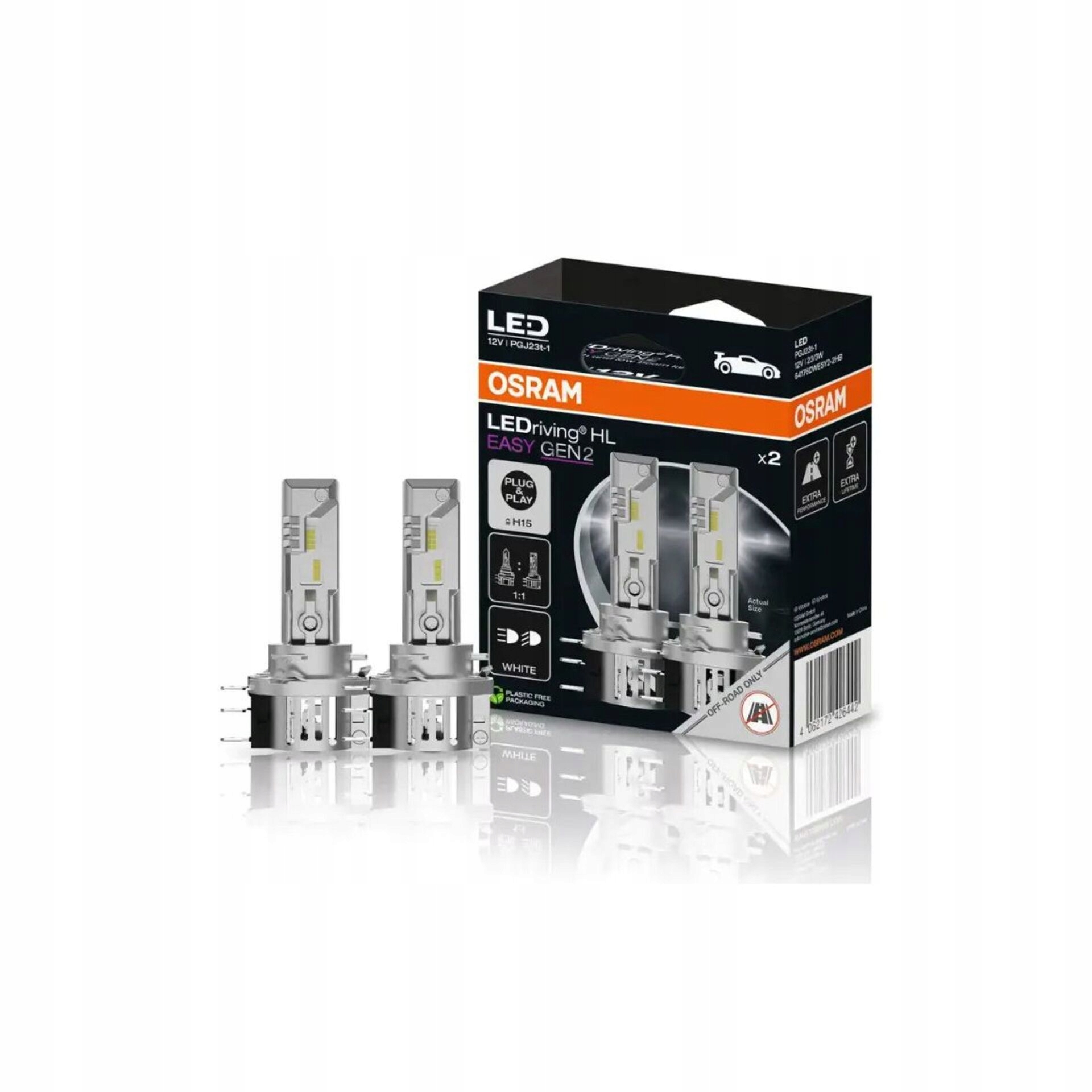Osram LEDriving Hl Easy Gen2 H15 12V 23W/3W PGJ23t-1 6500K No Ece 2ks