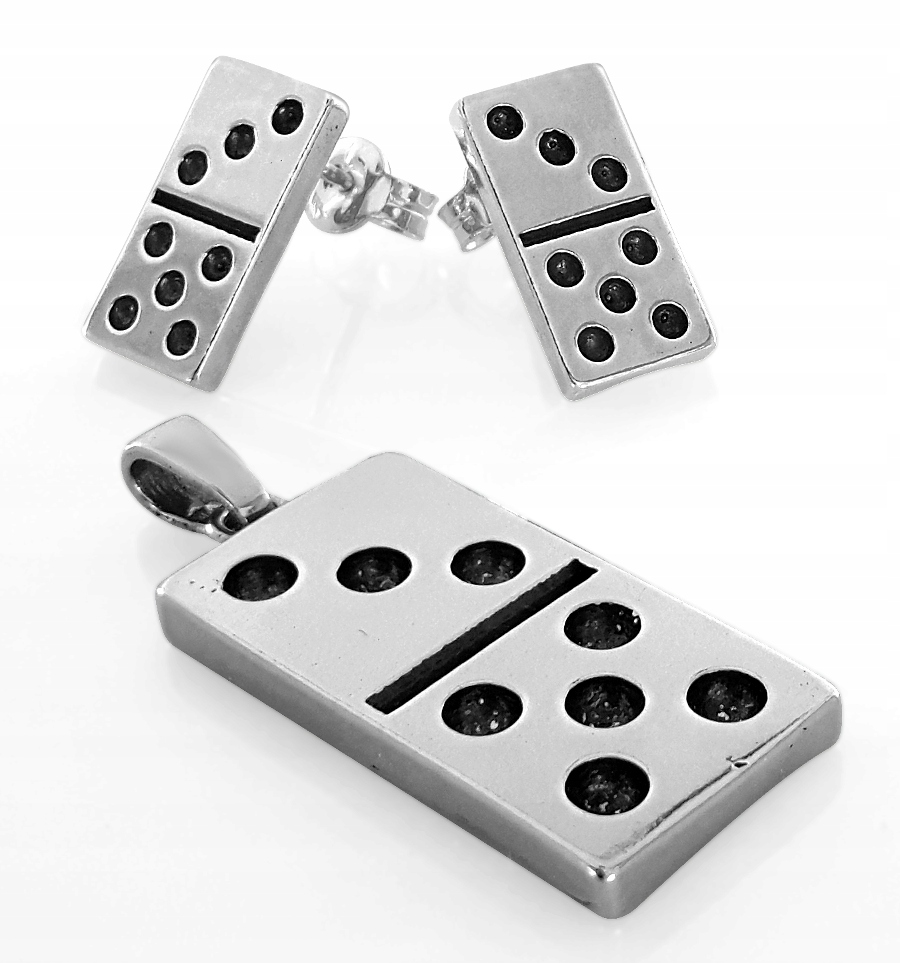 Zábavný Set Kostka Domino Stříbro 925 Motiv Hry