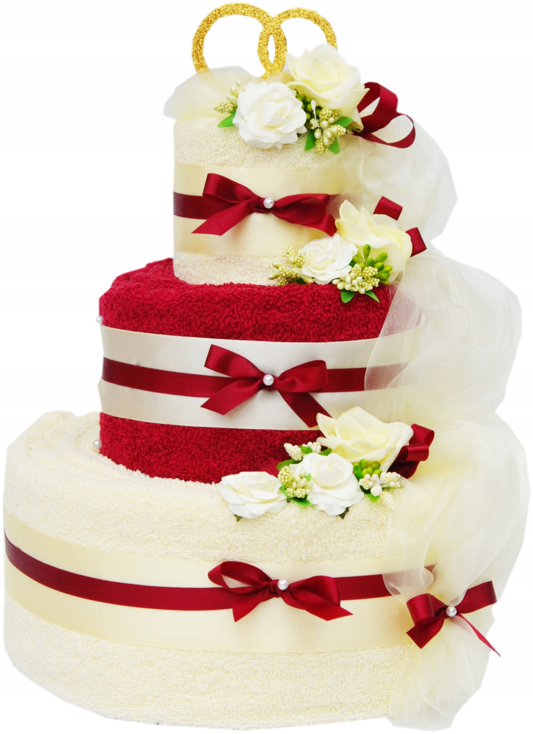 TORT z 6 DUŻYCH ręczników PREZENT na ŚLUB ROCZNICĘ
