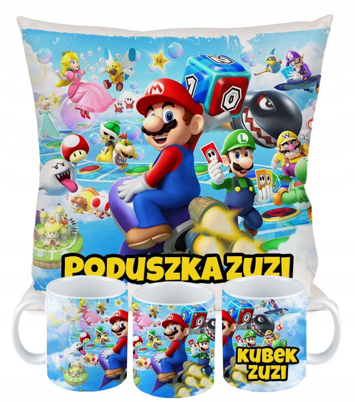 ZESTAW PODUSZKA KUBEK SUPER MARIO SONIC PREZENT