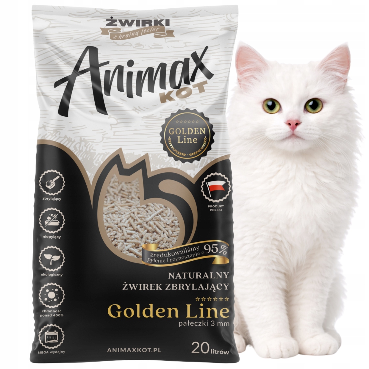 Levně Animax stelivo stelivo pro kočky pelety 3 mm biologicky rozložitelné 20 l