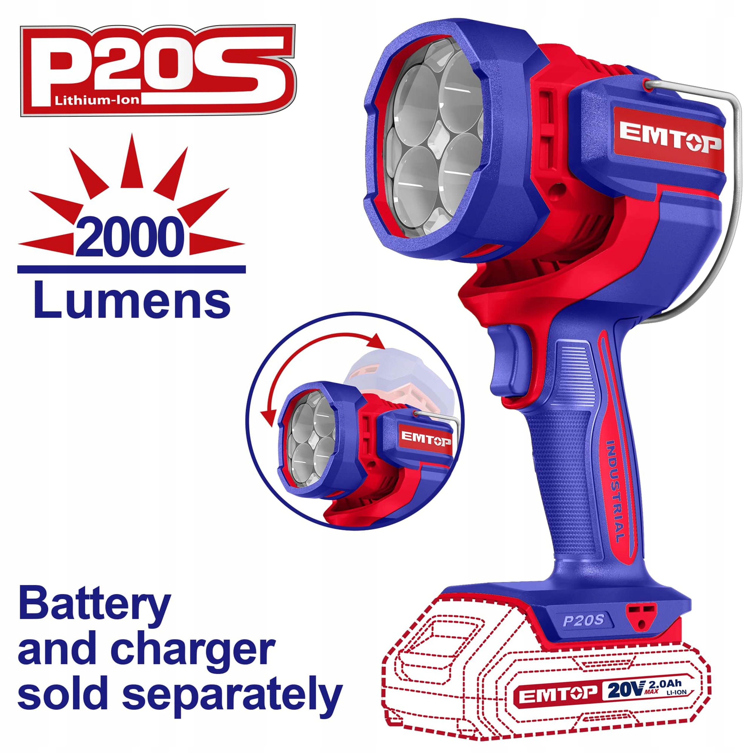 Pracovná lampa 20V Led 22.5W P20S ELWLI2088 Solo Emtop