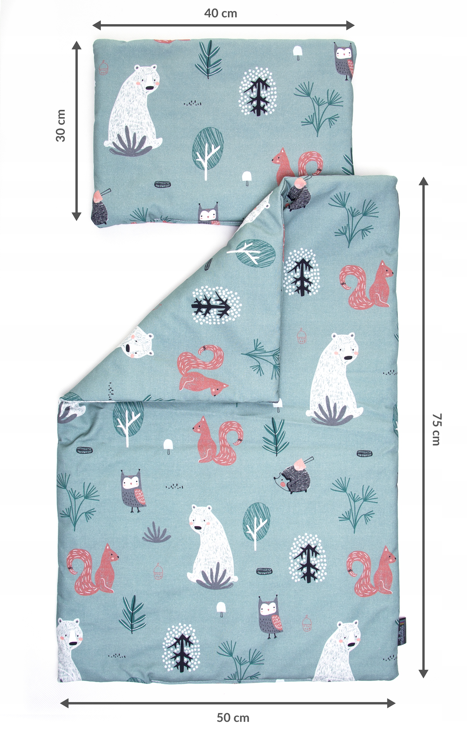 KOMPLET ZESTAW pościel z wypełnieniem dla niemowlaka bawełna premium Szerokość kołdry 75 cm