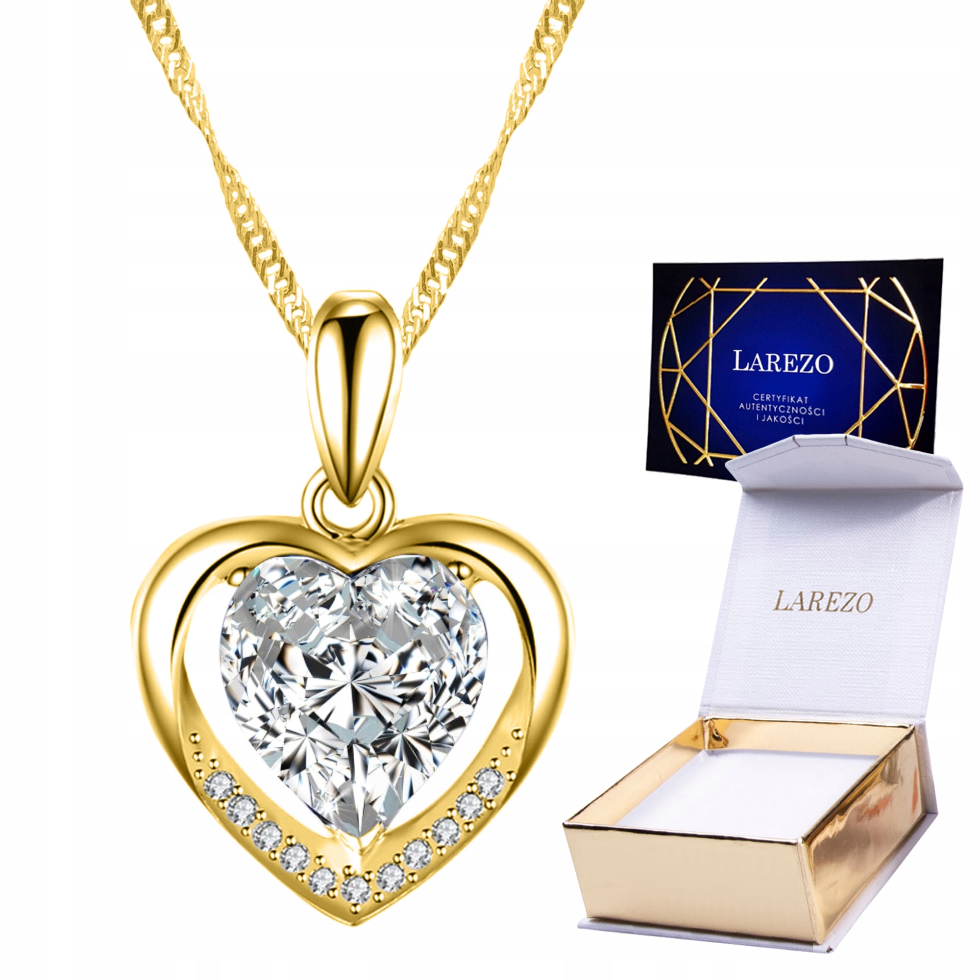 Zlatý náhrdelník 925 Křišťálové srdce s zirkony Srdíčko Láska