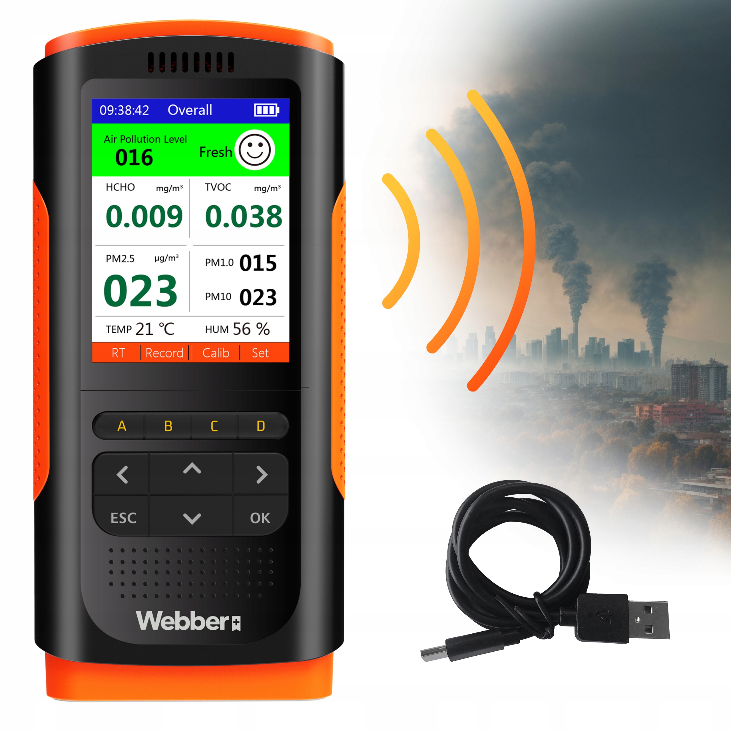 Stanica kvality vzduchu UP900 7v1 PM2.5 PM10 Hcho Tvoc Usb Webber