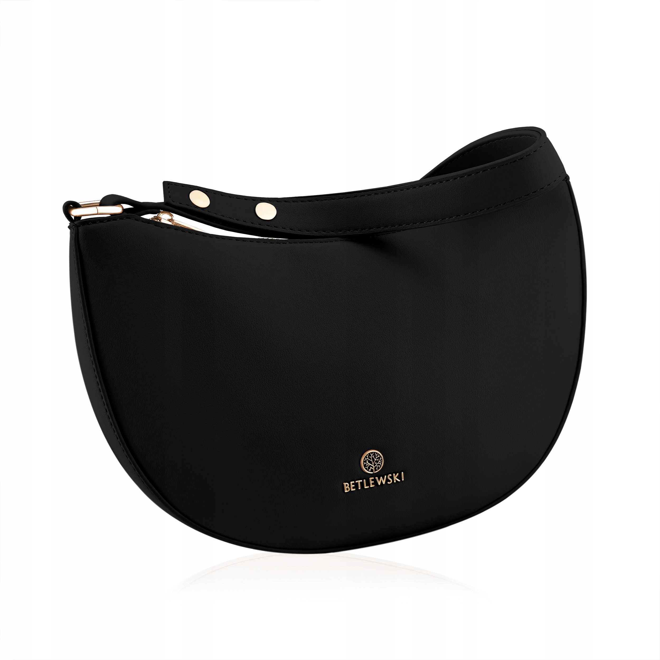 Betlewski Dámská kabelka Rogal Půlměsíc Eko kůže Černá Klasická BTJ-15