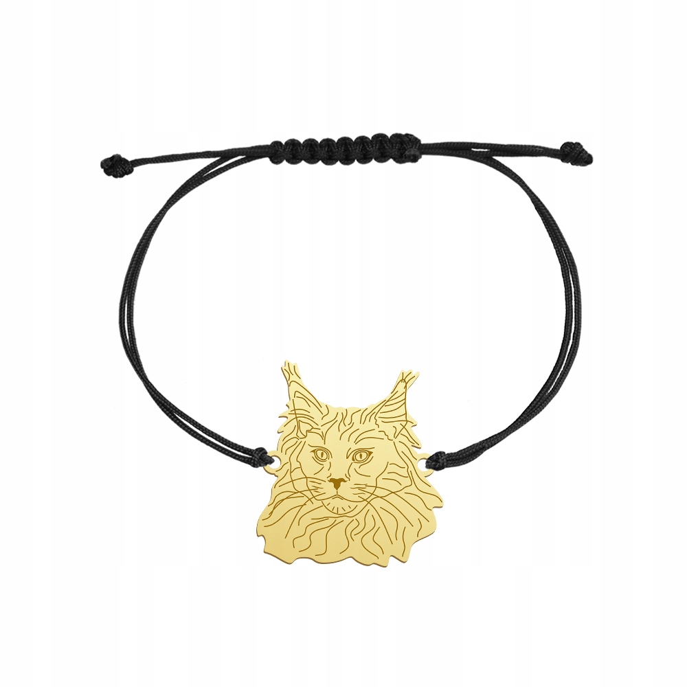 Zlatý náramek s kočkou Maine Coon 925 Šperky Dárek Žena Gravírování