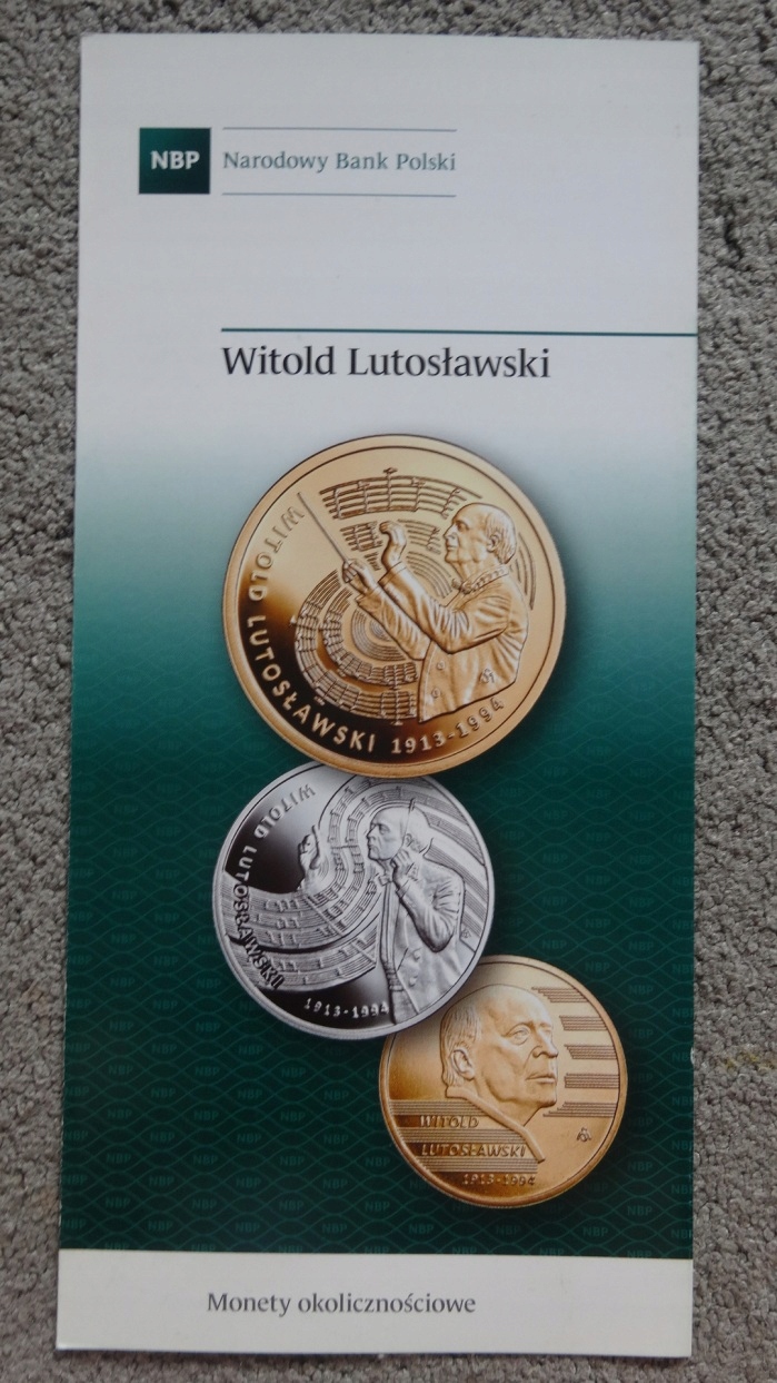 Folder 10 zł 2013,WITOLD LUTOSŁAWSKI,stan I