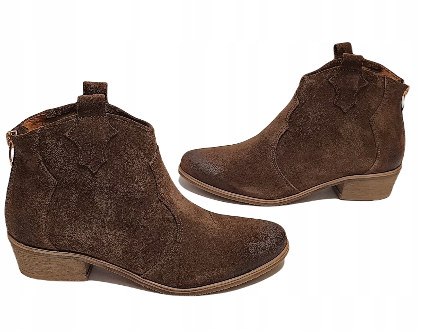 Elegantní nubukové kovbojské boty kotníkové boty Exquisite 1128 tmavě hnědé vel. 39