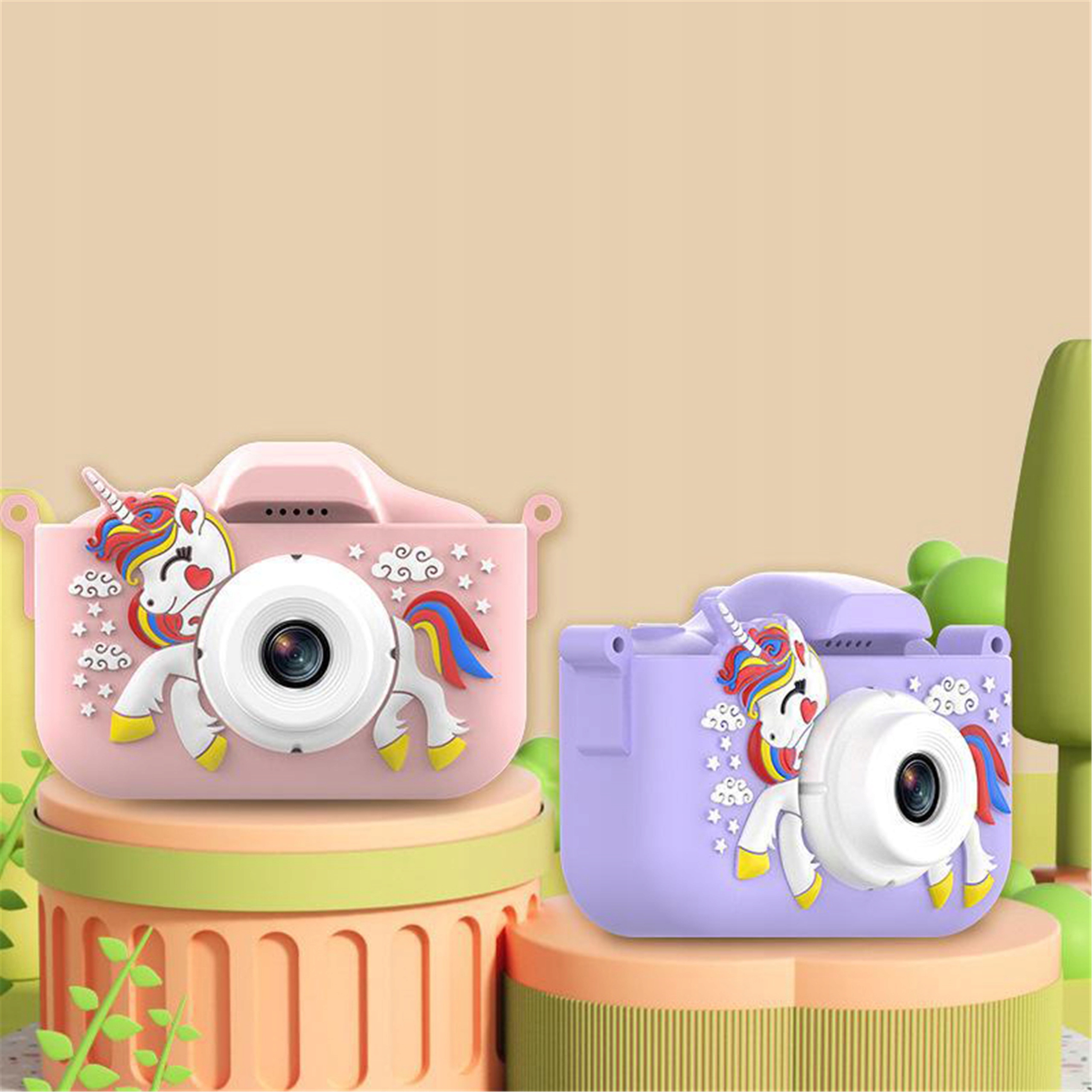 APARAT CYFROWY DLA DZIECI JEDNOROŻEC 48Mpx SELFIE KAMERA+KARTA 32GB MENU PL Rozmiar aparatu płaski