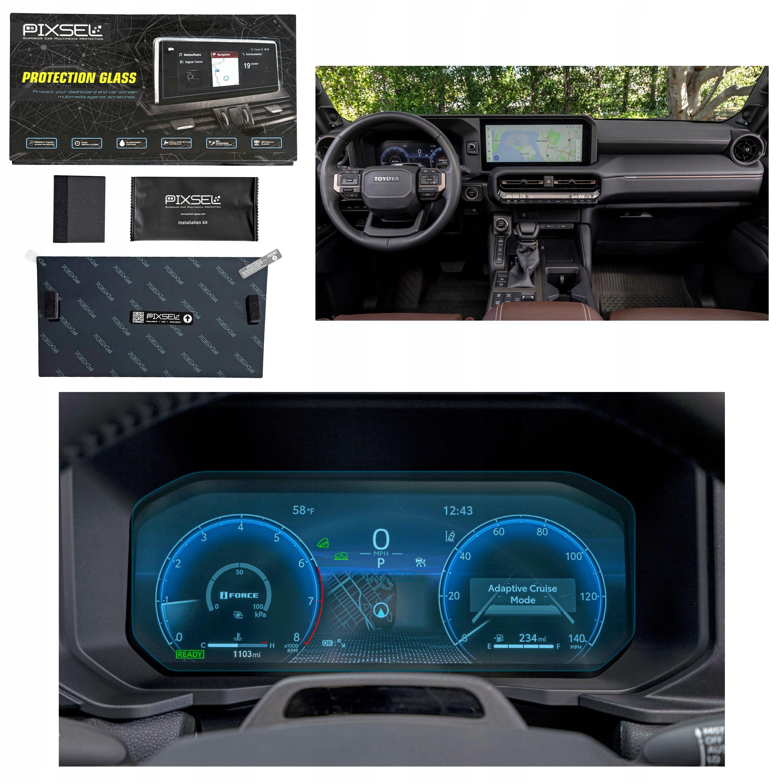 Antyodciskowe Matowe Szkło Ochronne Toyota PRADO-12.4“ 2024-