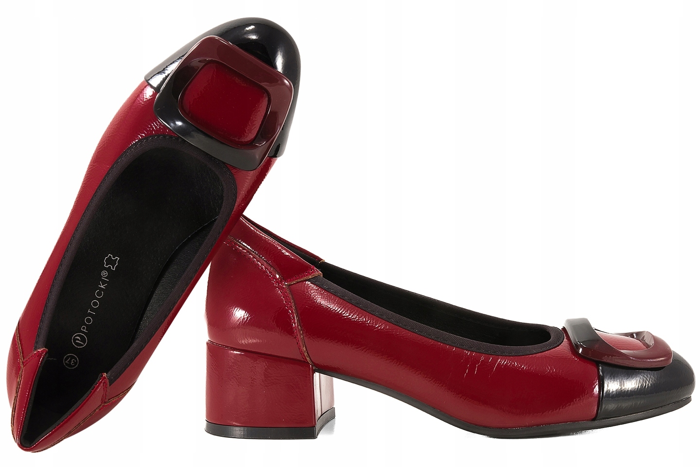 Potocki 26-12807 Dámské Polobotky Na Podpatku Lakované Eko 36 Bordo