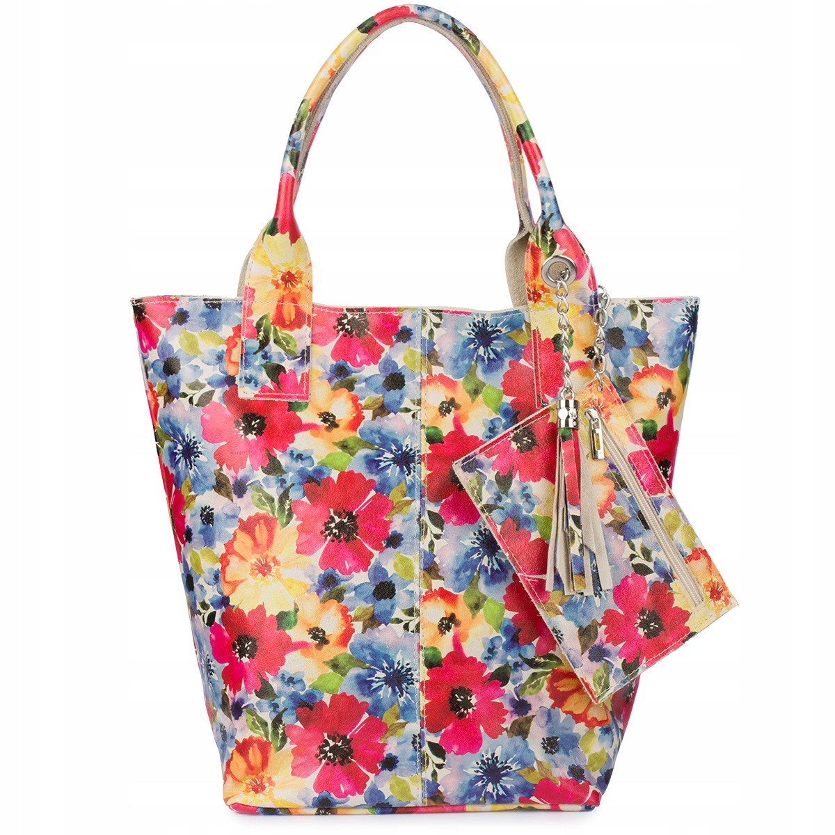 Kožená kabelka dámská italská semišová kůže A4 shopperka na zip velká