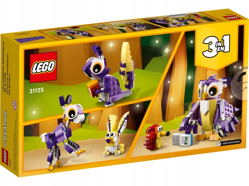 LEGO CREATOR 3w1 31125 Fantastyczne leśne stworzenia Sowa Jeżyk Jelonek Numer produktu 31125