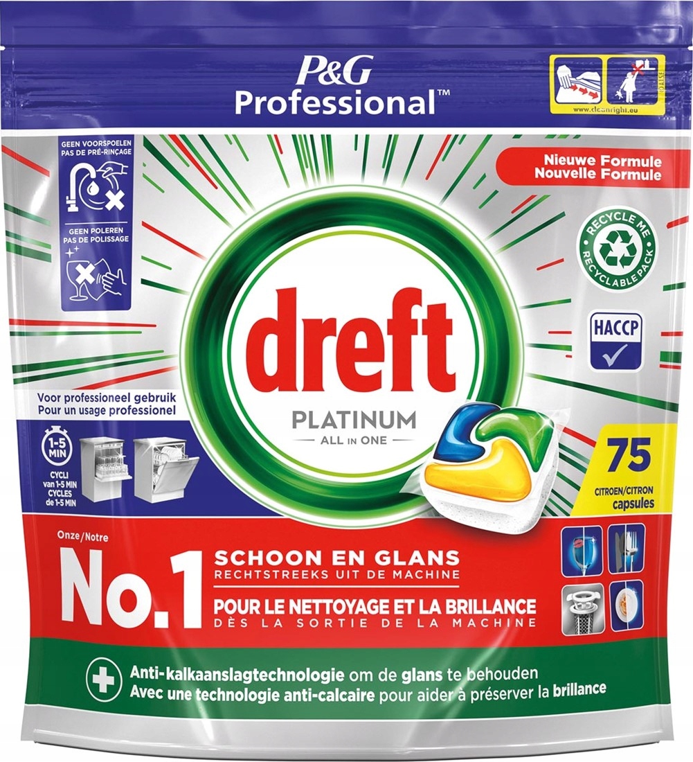 Levně Kapsle do myčky nádobí Dreft Platinium Lemon 75 kusů