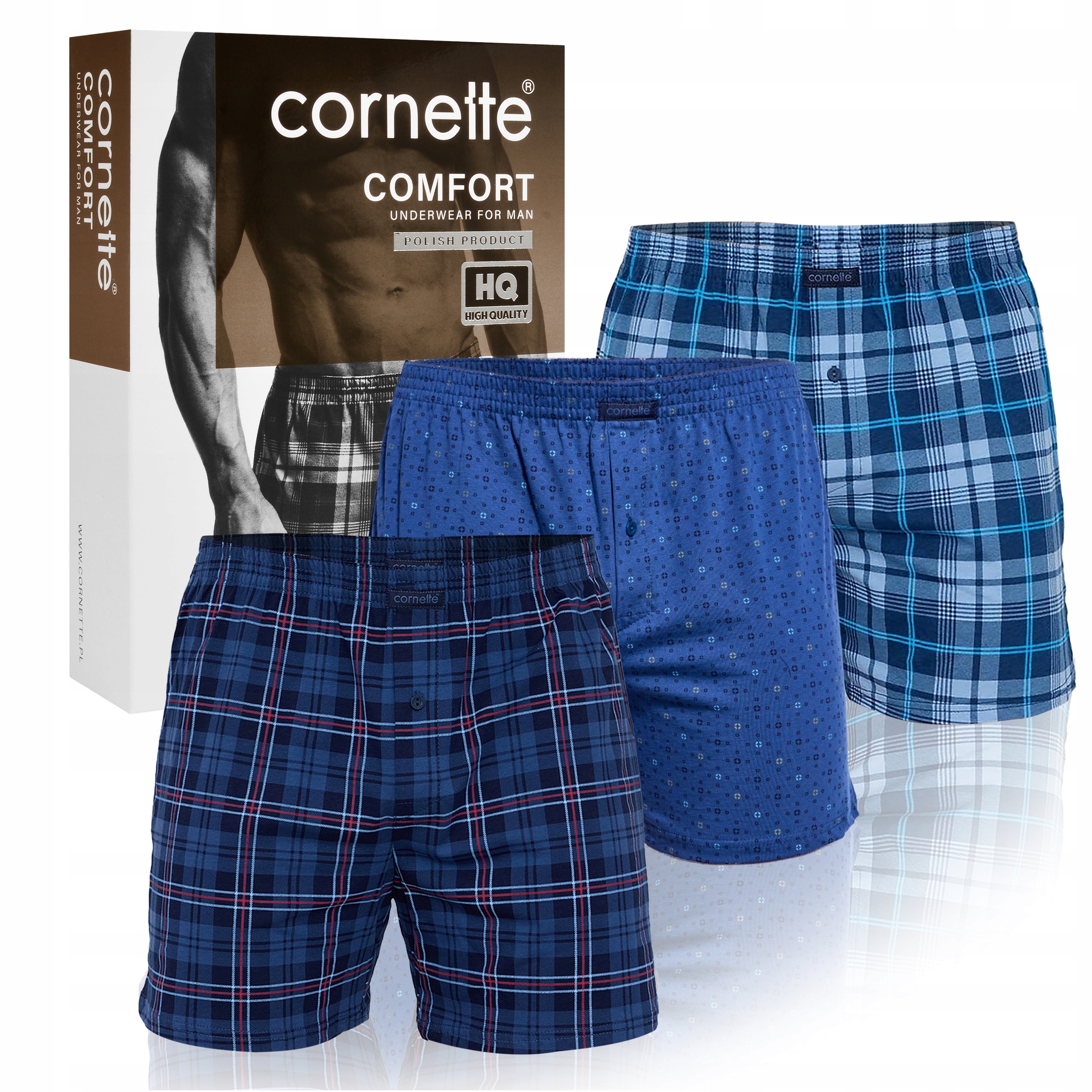 Cornette Bavlněné volné boxerky BM003 Comfort 3 kusy Velikost XL