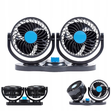 MOCNY WIATRAK WENTYLATOR SAMOCHODOWY 12V- PODWÓJNY