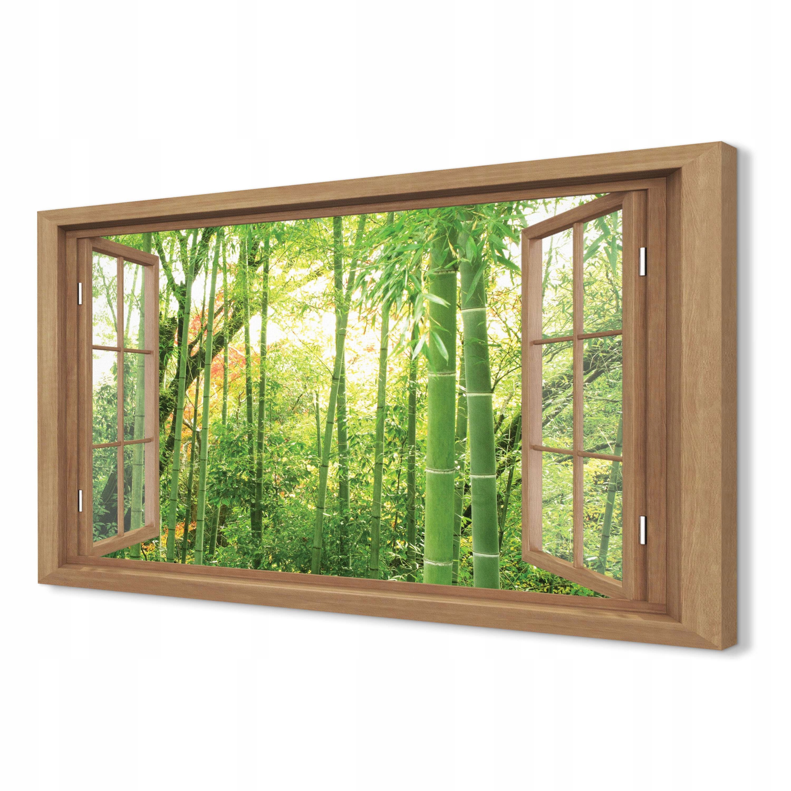 Obraz na plátně 3D okno 120x80 Bambus les stromy