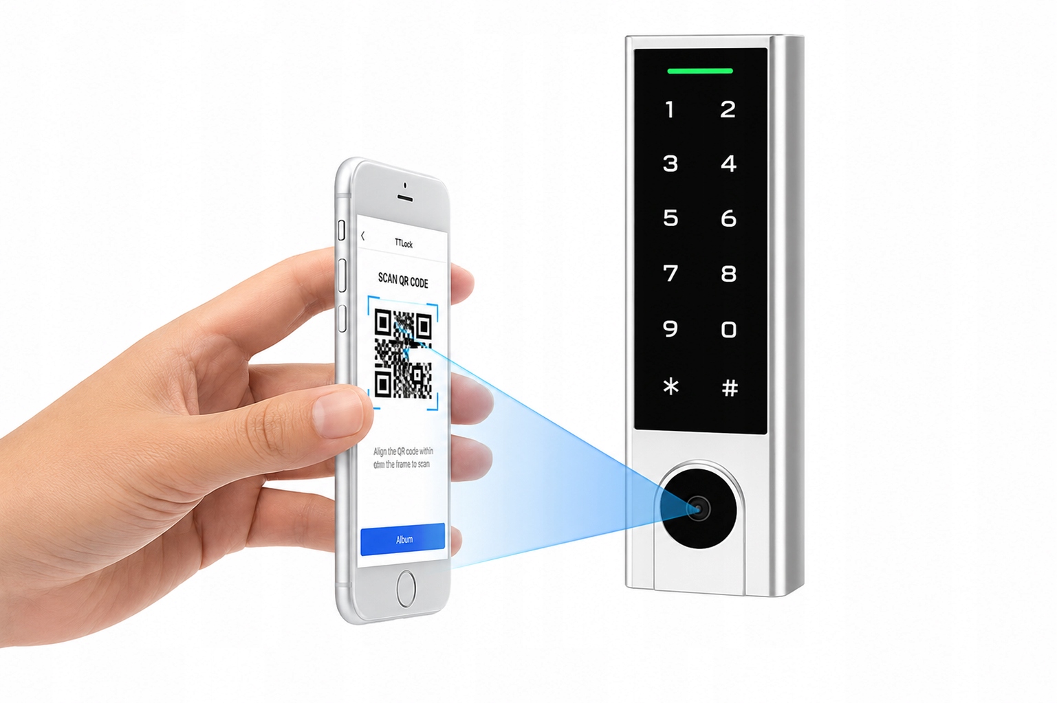 Elektronický zámok Šifrovač Čítačka kariet Rfid 13,56 MHz Qr kód Ble Ttlock
