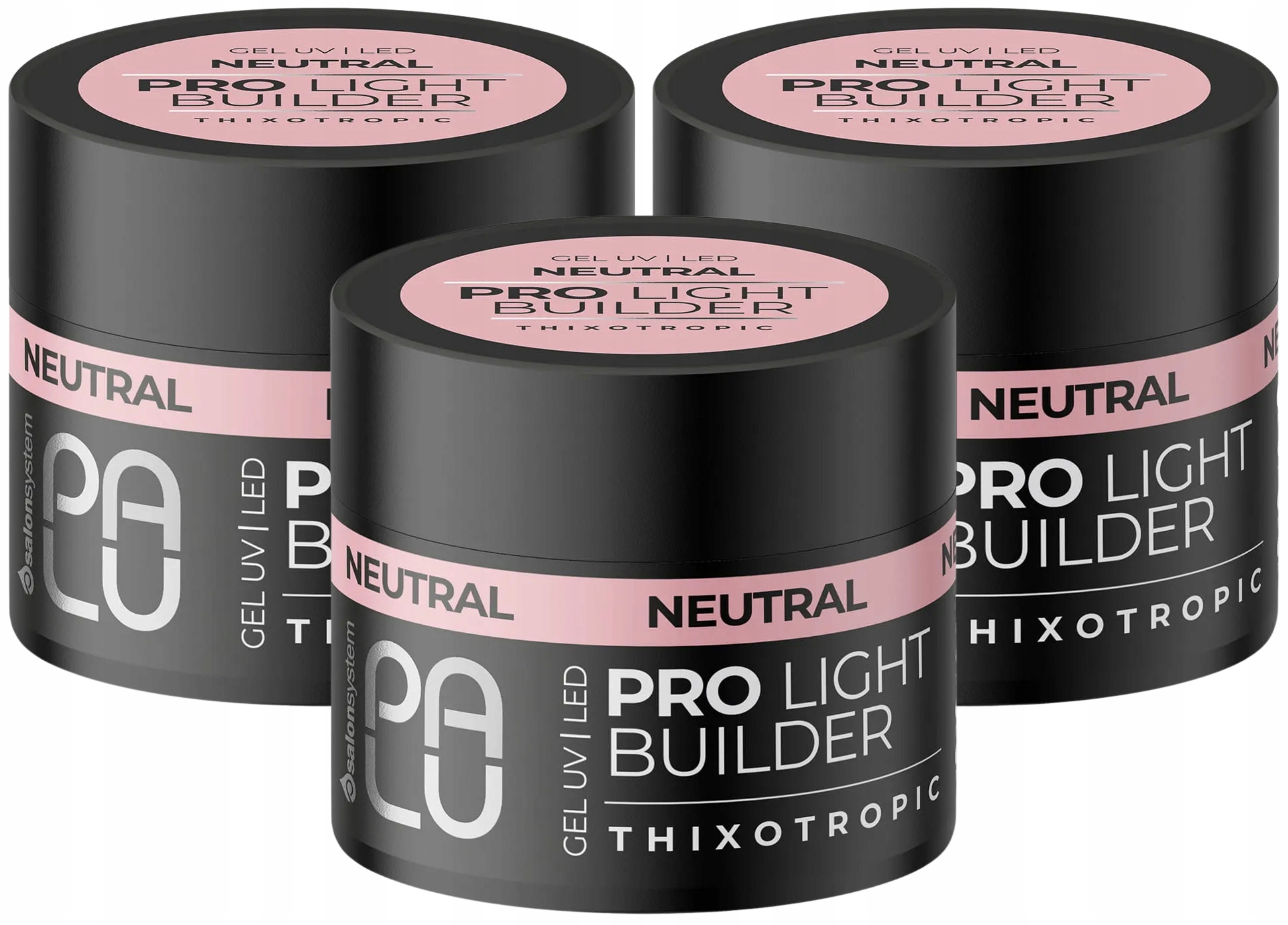 3 x Palu Pro Light Builder Neutral Stavební Gel na nehty Neutrální 90 ml