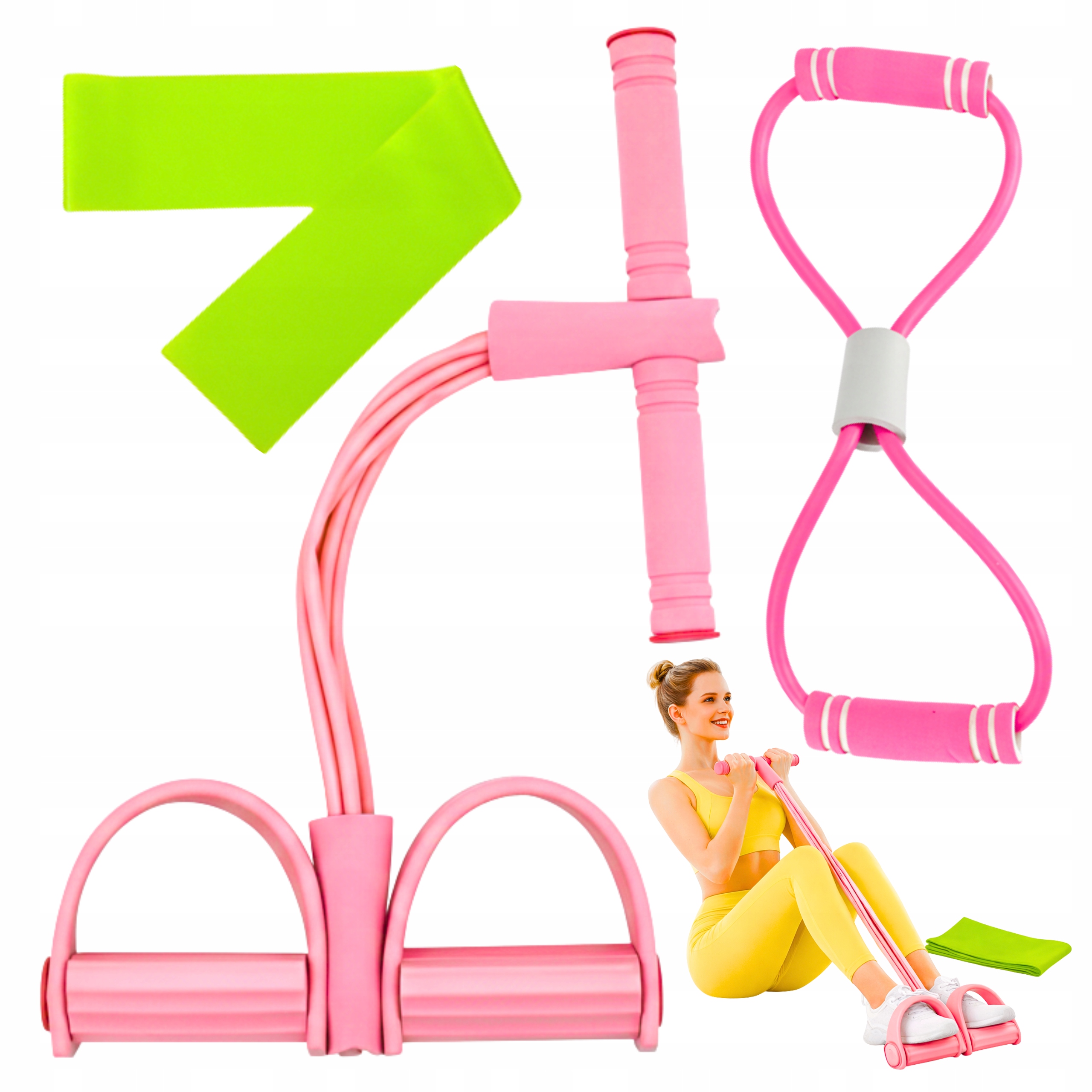 Guma Oporowa Ekspander Do Ćwiczeń Dla Kobiet Fitness Treningowa Różowa Nóg