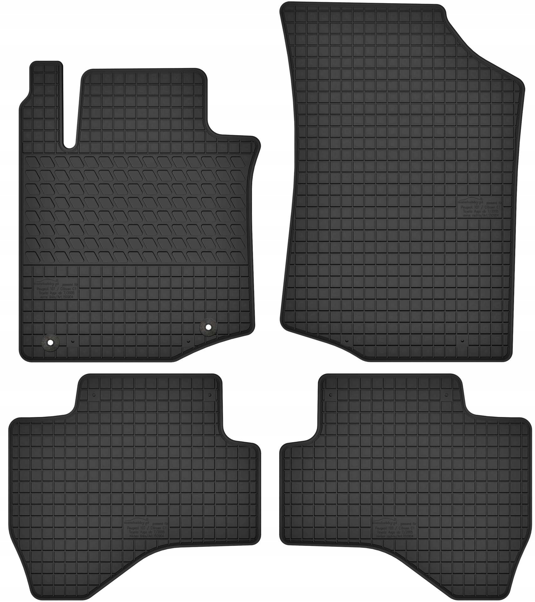 Dywaniki gumowe Wlg komplet 4 szt. do Toyota Aygo Citroen C1 Peugeot 107