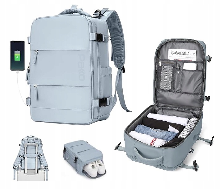 Batoh Pakko Příruční zavazadlo do letadla Wizzair Rayanair 40x20x25 Usb T500