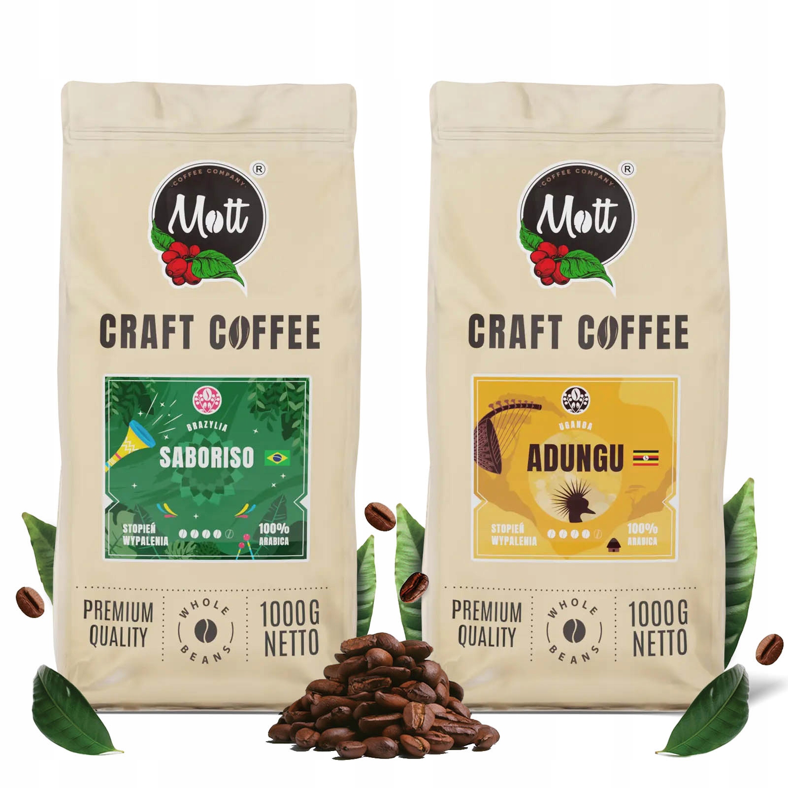 Levně Sada zrnkových káv 2 kg Arabica 100% Pražírna kávy Mott Coffee