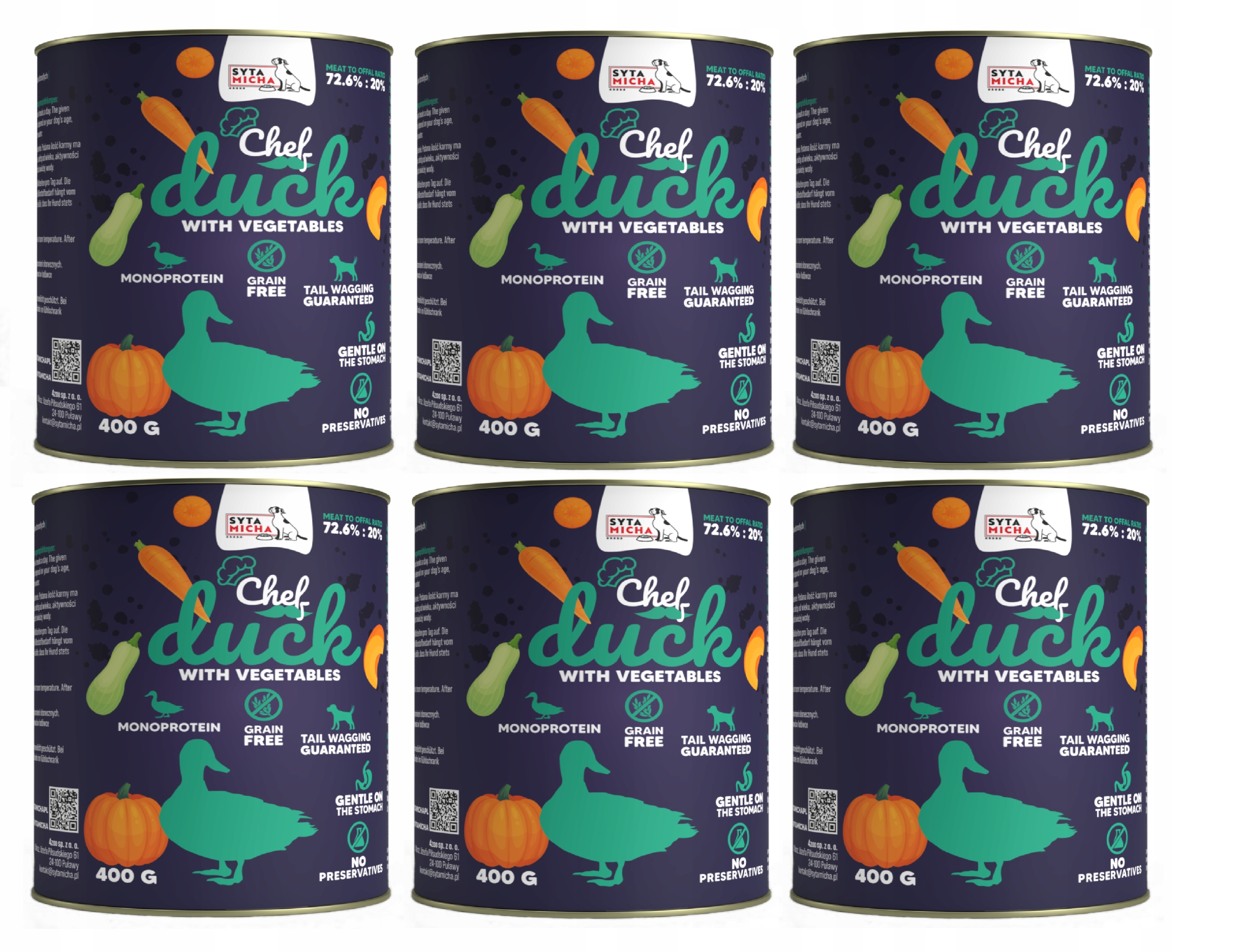 Syta Micha Karma mokra Kaczka z warzywa 6x400g