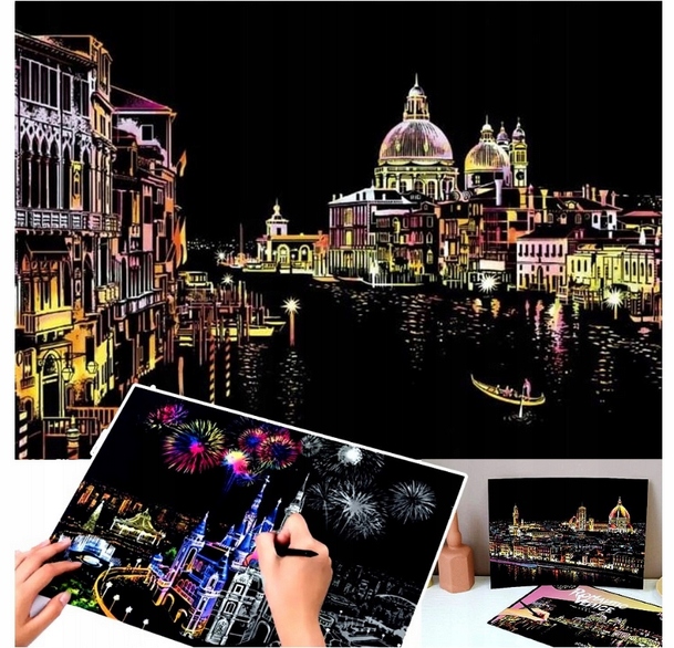 OBRAZ MALOWANIE ZDRAPYWANKA WYDRAPYWANKA WENECJA DUŻA 42 x 30