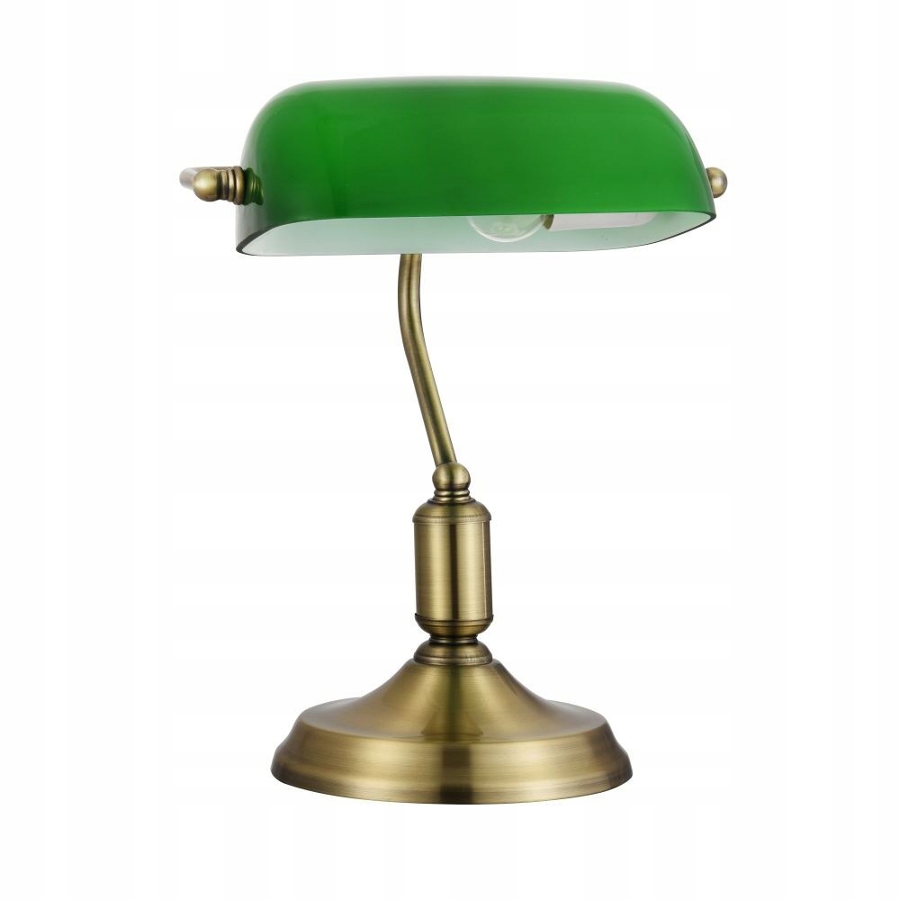 Mosadzná dekoratívna kancelárska lampa so zeleným bankovým tienidlom Maytoni