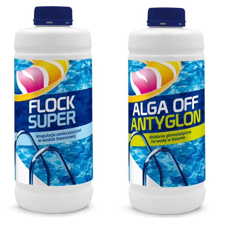 ZESTAW DO BASENU FLOCK KOAGULANT 1L + ALGA ANTYGLON 1L CHEMIA BASENOWA 2W1
