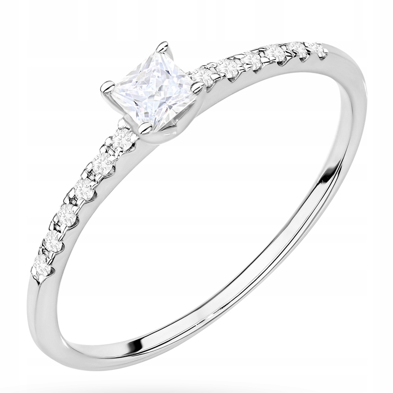 Zlatý Prstýnek pr. 585 14k s čtvercovým briliantem 0,22 ct