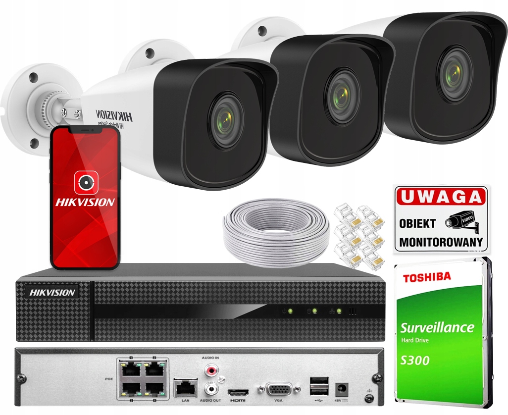 

Zestaw kamer Hikvision 4Mpx PoE Ip do domu firmy