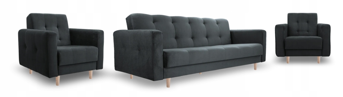 Sada Lizbona II Paros 06 pohovka funkce spaní 2 křesla velur Výrobce