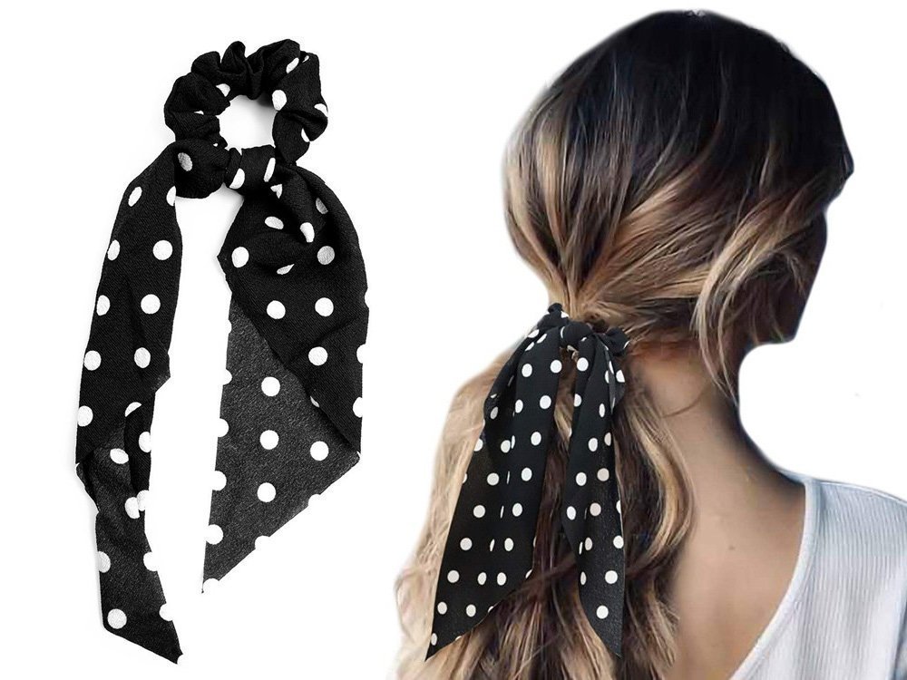 GUMKA do włosów APASZKA kropki CZARNA scrunchies Kod producenta Miss Glow 36573