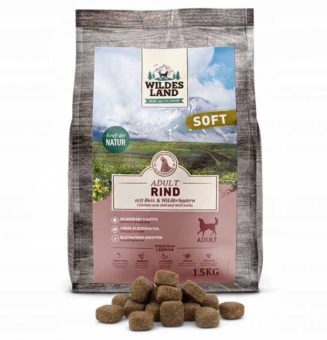 Levně Wildes Land Dog hovězí maso polovlhké 1,5 kg krmivo pro psy