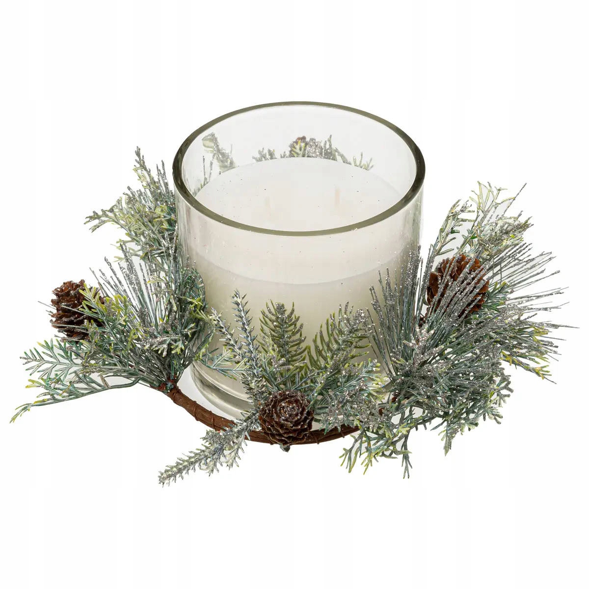 Vánoční Dekorace Se Svíčkou 270 G Bílá 10X10X10 CM Sklo