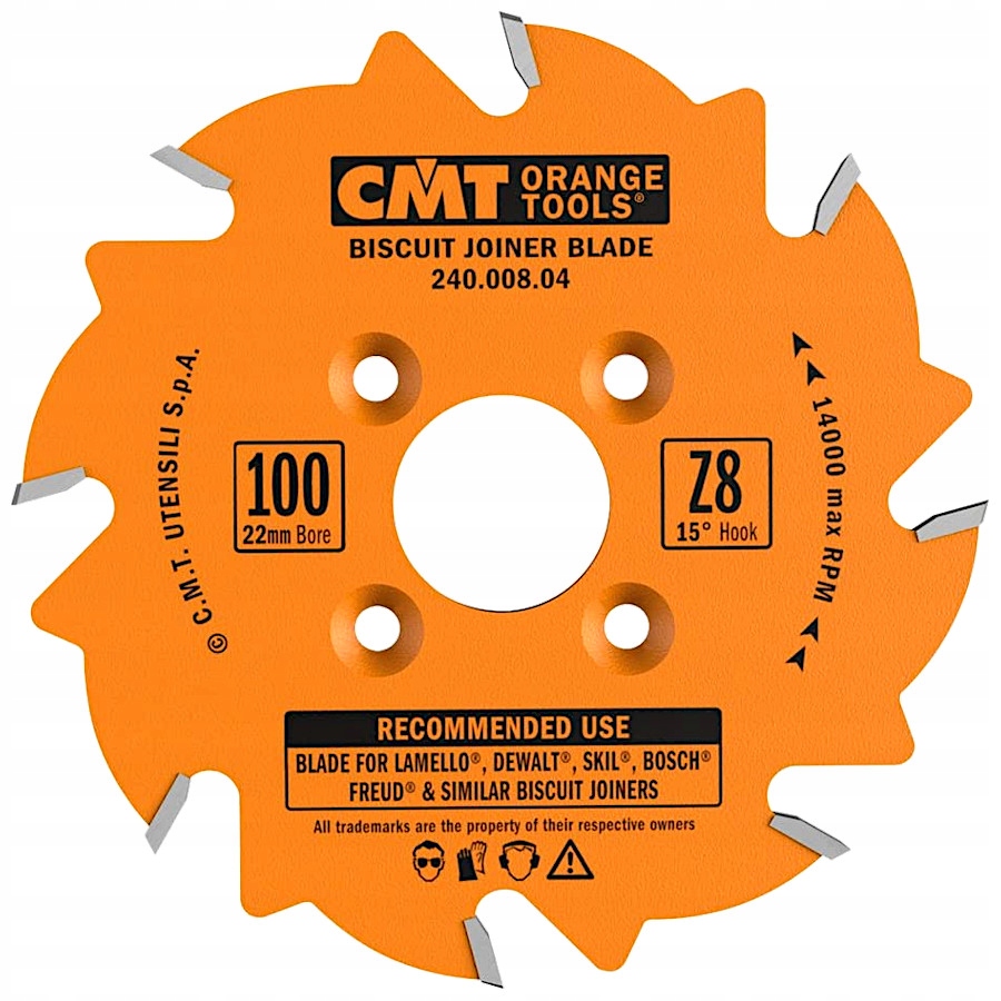 

Cmt Frez tarczowy notujący do lamelek 100x22mm 8z