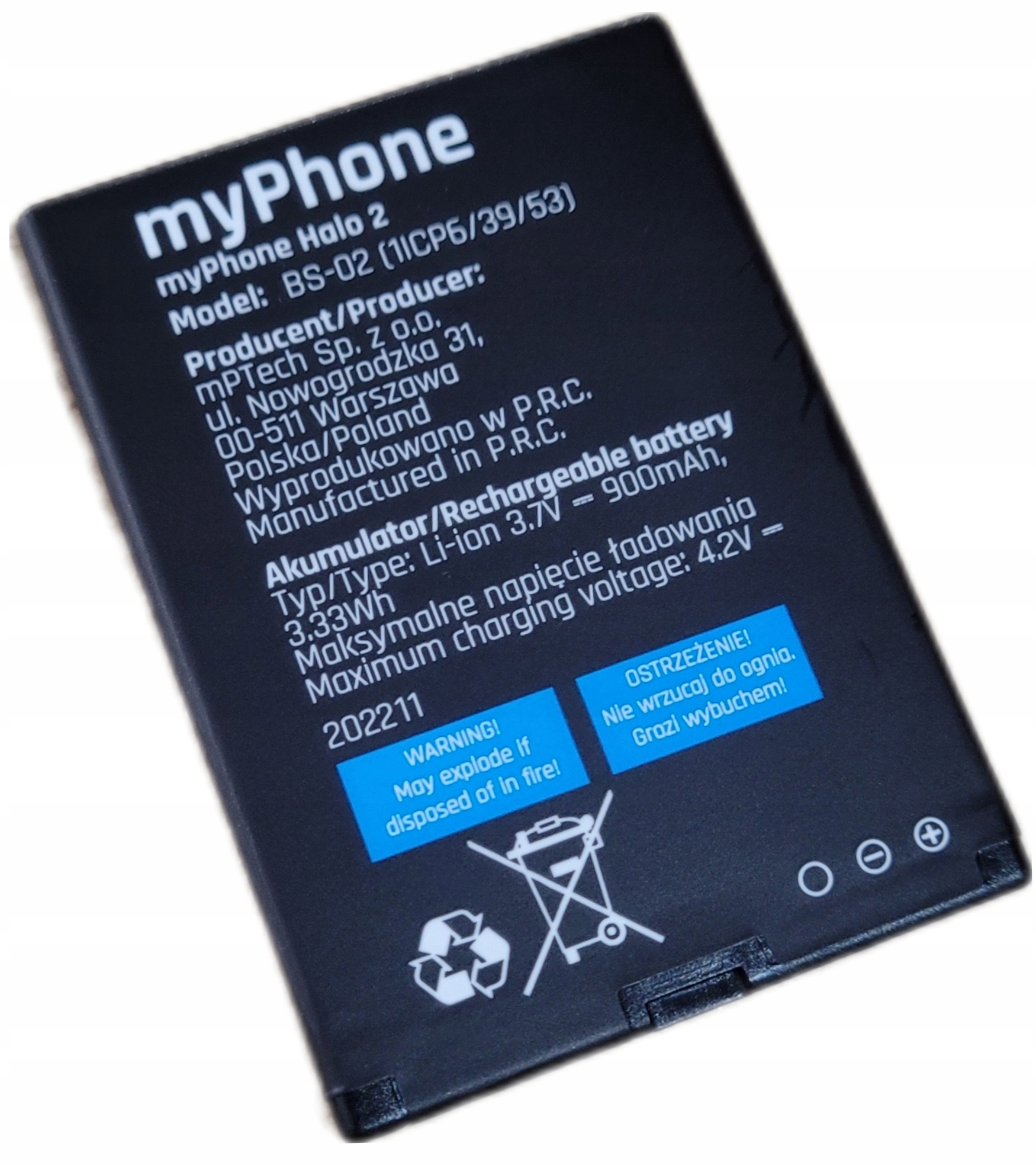 

Nowa Oryginalna Bateria BS-02 Myphone Halo 2 1075
