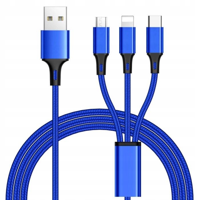 Kabel USB PremiumCord 3 w 1, 3 złącza USB-C + microUSB + Lightning, 1,2 m, ku31pow01