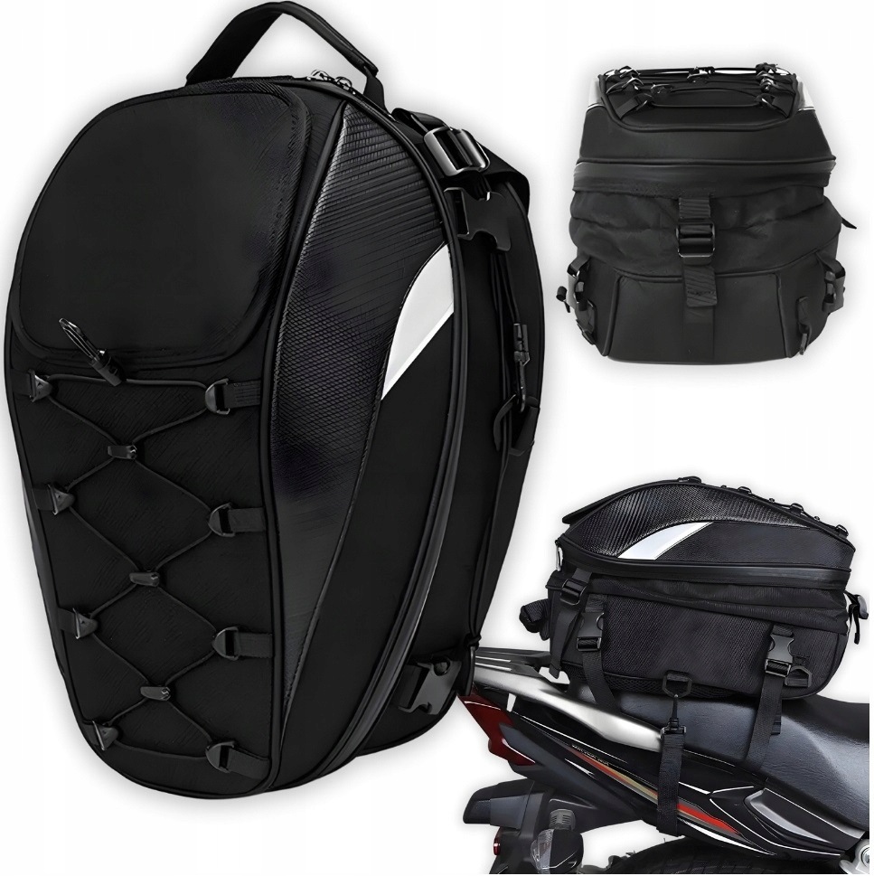 Plecak Motocyklowy 2w1 Torba na Kask Siedzenie Pokrowiec Wodoodporny Moto