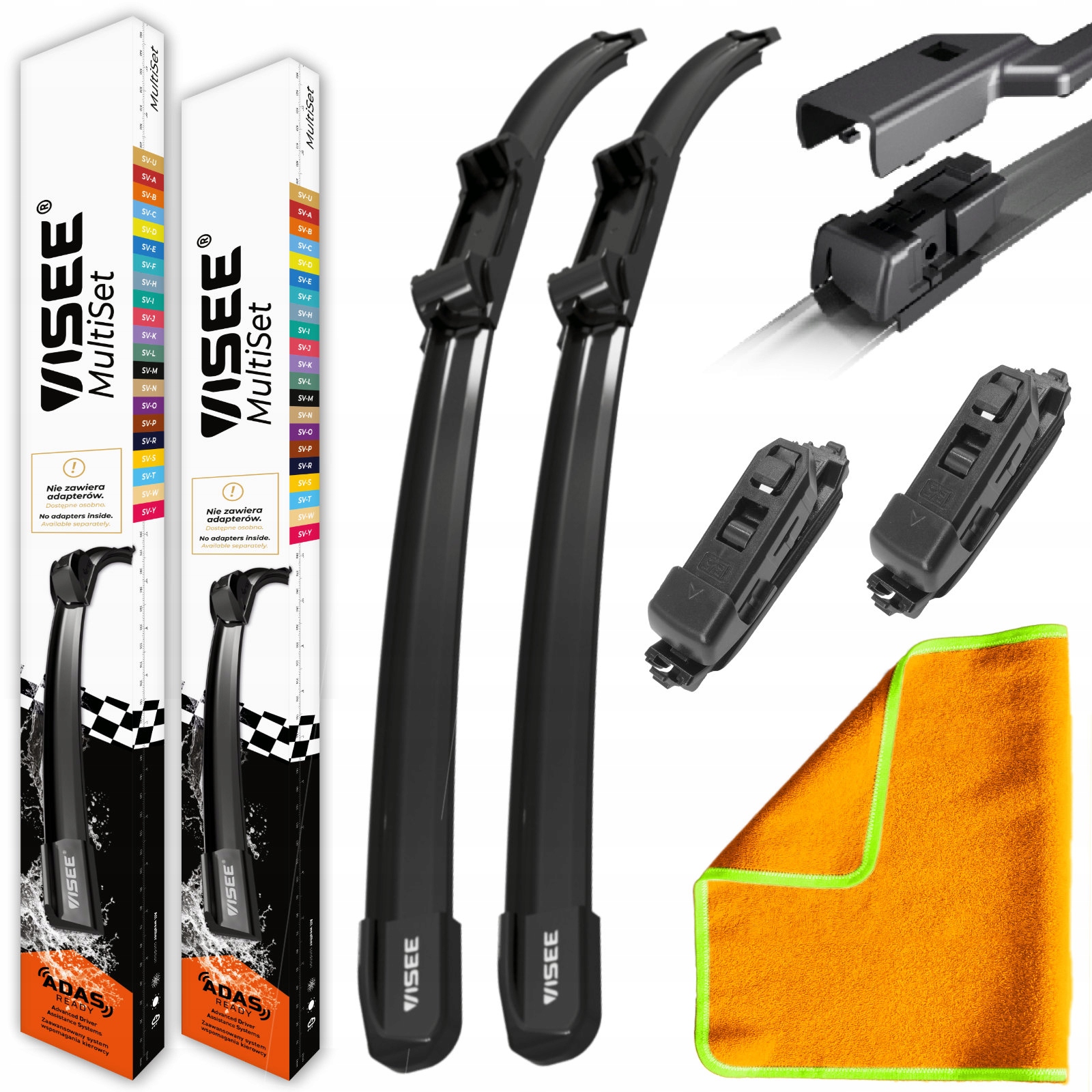 Wycieraczki płaskie Pióra Zestaw Przód Visee 800 680 mm 80 68 cm
