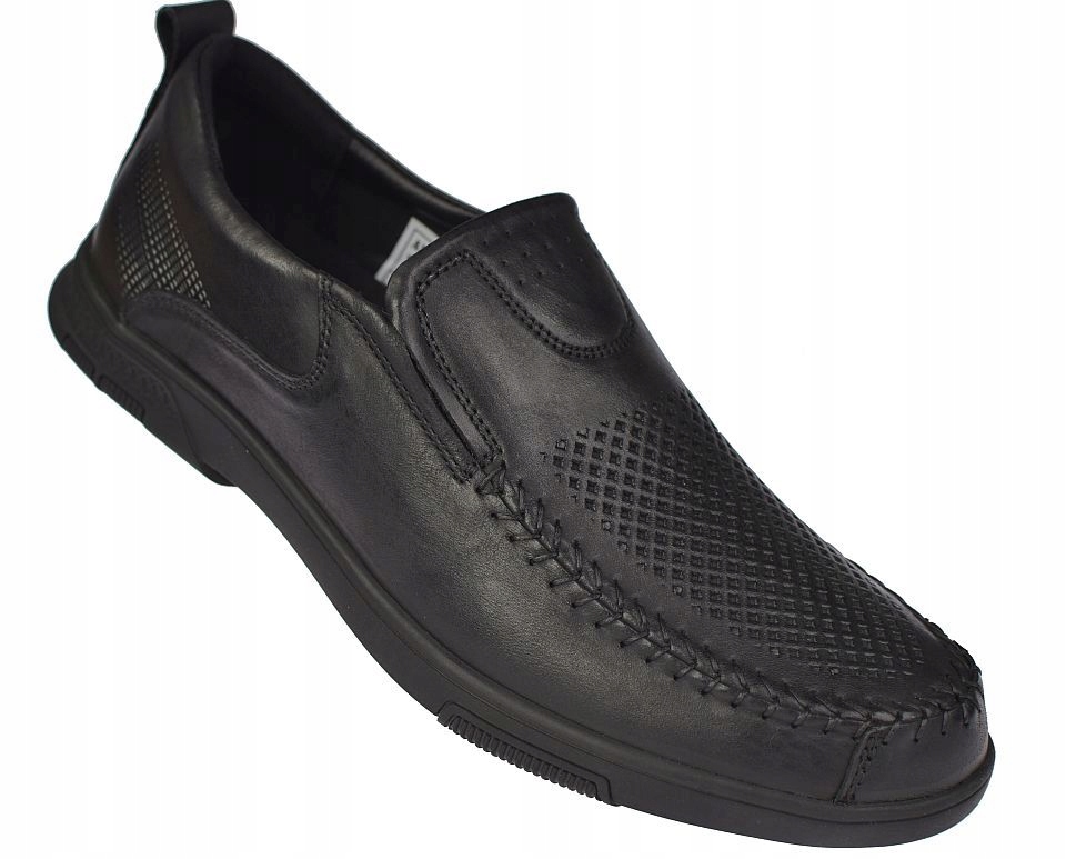 Mokasíny pánské kožené černé nazouvací boty American CY140 Bk vel 41