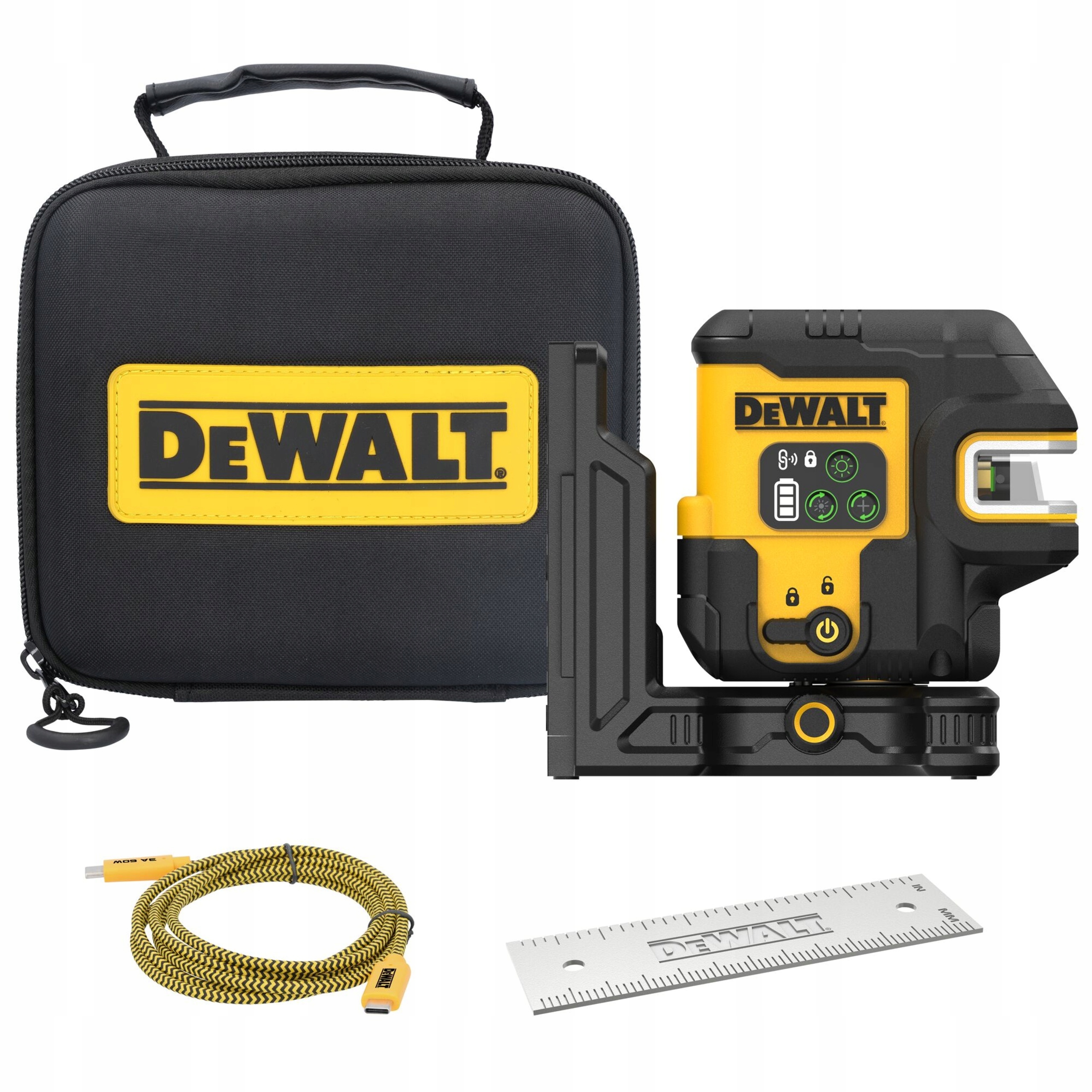 Laser Krzyżowy Liniowy Zielony Dewalt DCLE14251GB 5-punktowy Kabel Usb-c