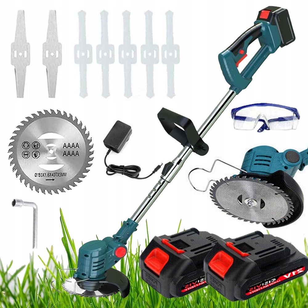 Podřezávač Na Trávy Křovinořez Akumulátorový Elektrický Zahradní 2xAKU 21V 14CM